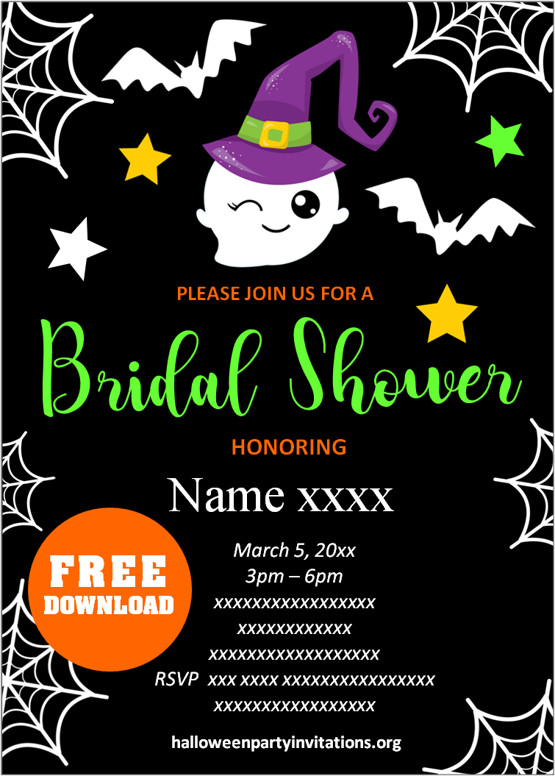 Printable halloween bridal shower invitations