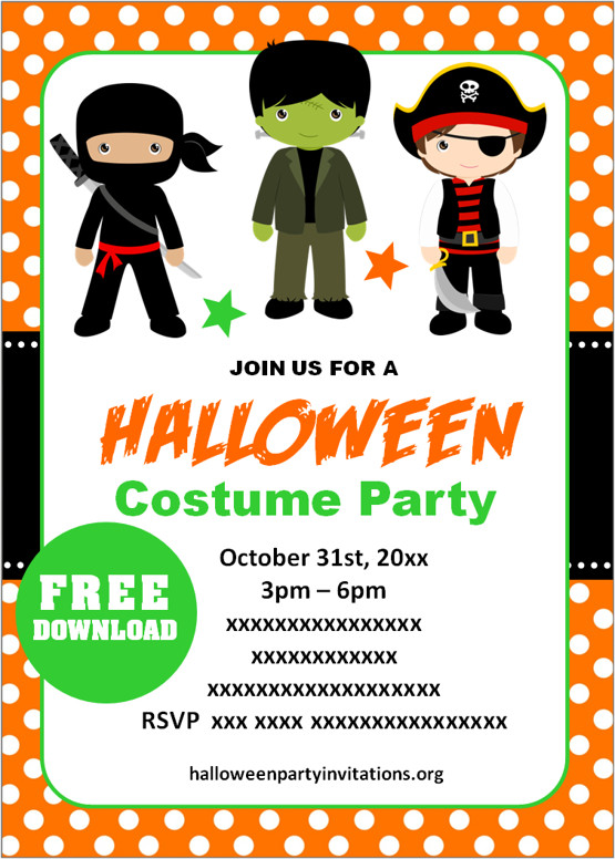 Free Printable Halloween Costume Party Invitations Templates