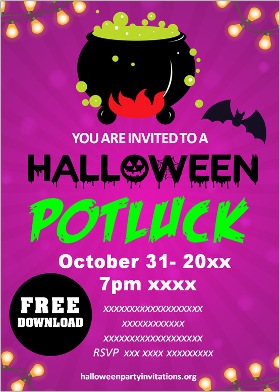 Free halloween potluck invitations