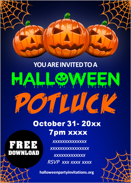 Free halloween potluck invitations