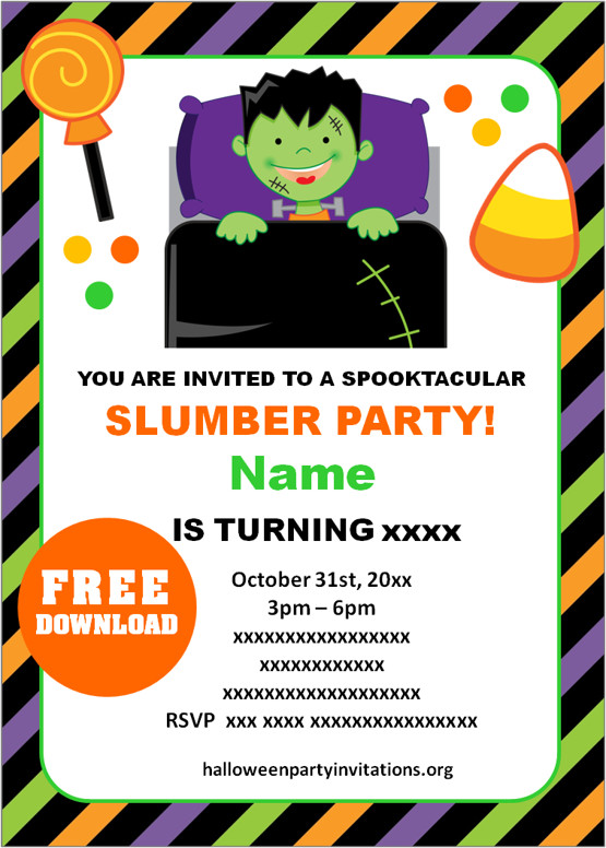 Free halloween sleepover invitations