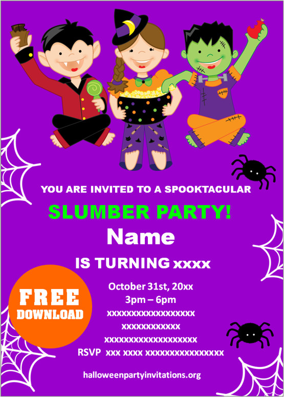 Free Printable Halloween Sleepover Invitations Templates