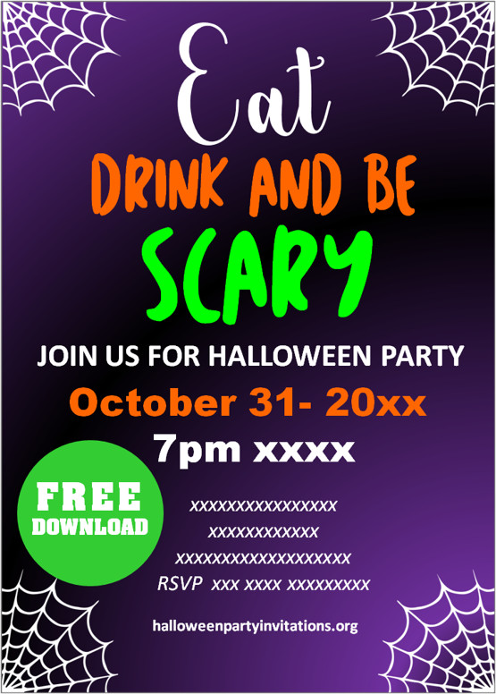 Eat Drink and Be Scary Halloween Party Invitation